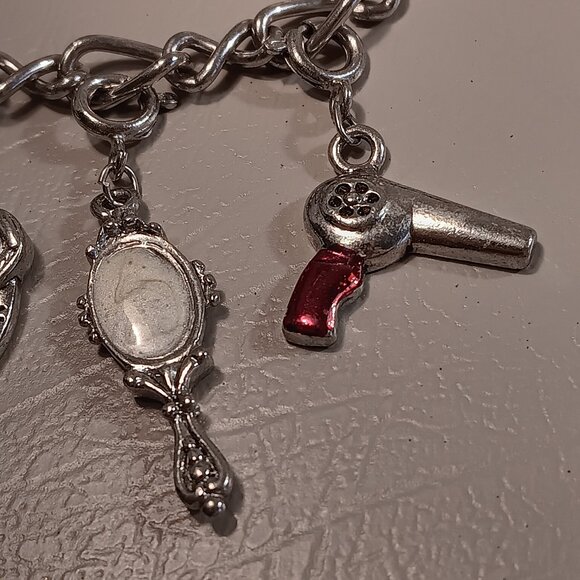 C Mania 6 Removable Charm Beauty Hairdresser Cosmetology Figaro Chain Bracelet - Picture 4 of 14